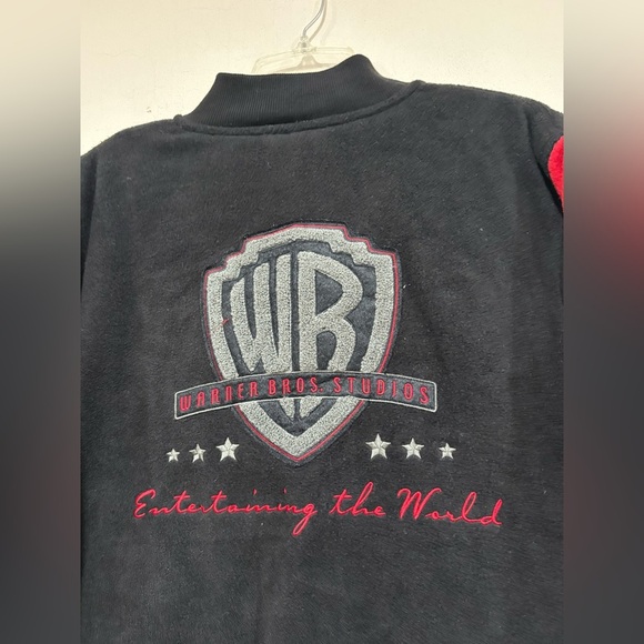 Rare VTG WARNER BROS. Studios Entertaining The World Fleece Varsity Jacket M - Picture 4 of 7